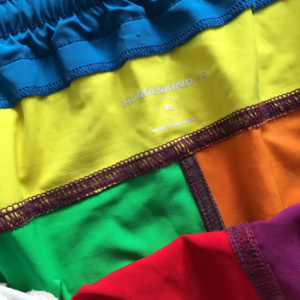 Humankind Colorful Cheers Queers Color Block Swim Shorts Bathing Suit - Picture 3 of 6